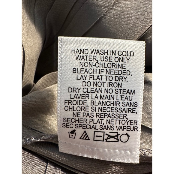 KOMAROV Chiffon Overlay Crinkle Textured Maxi Dress Size L Beige Formal Wedding - Picture 11 of 11